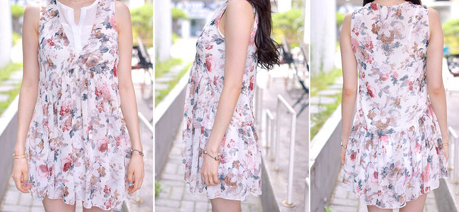 NewArrivalFloralPrintV-neckSunDressKoreanDress-DFE070724