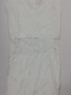 NewArrivalKoreaStylishV-neckPureColorLaceDress-YL062404WI