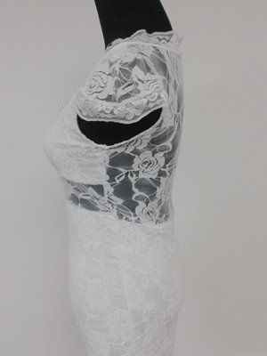 NewArrivalKoreaStylishV-neckPureColorLaceDress-YL062404WI