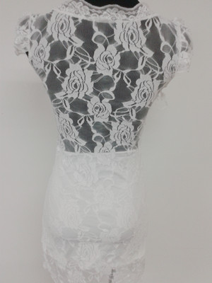NewArrivalKoreaStylishV-neckPureColorLaceDress-YL062404WI