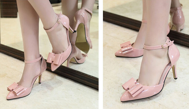 NewArrivalPointedToeBowknotABucklePinkPumps-DFE062302PN