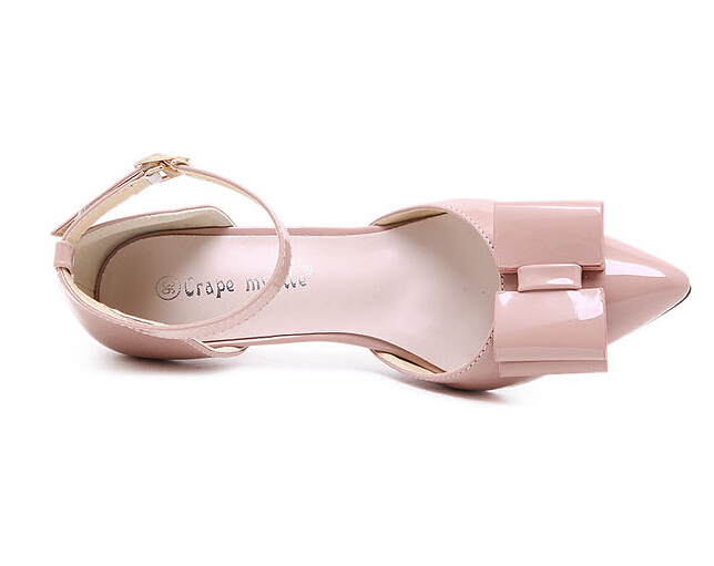 NewArrivalPointedToeBowknotABucklePinkPumps-DFE062302PN