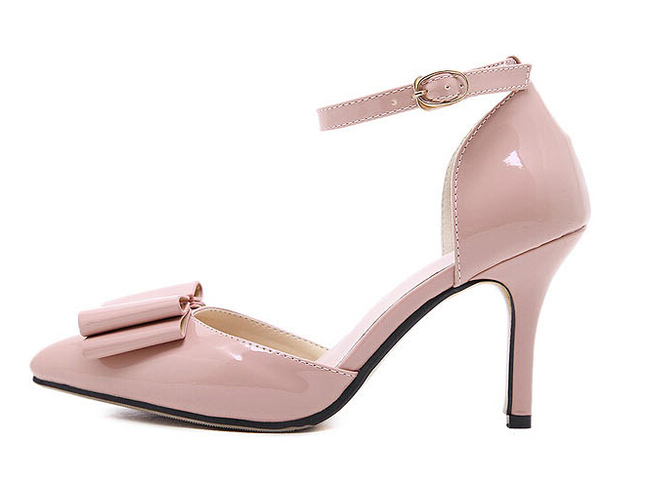 NewArrivalPointedToeBowknotABucklePinkPumps-DFE062302PN