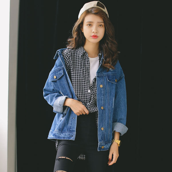 NewArrivalWomenCasualLooseCoolLapelAll-matchingDenimCoat-PME090507BU