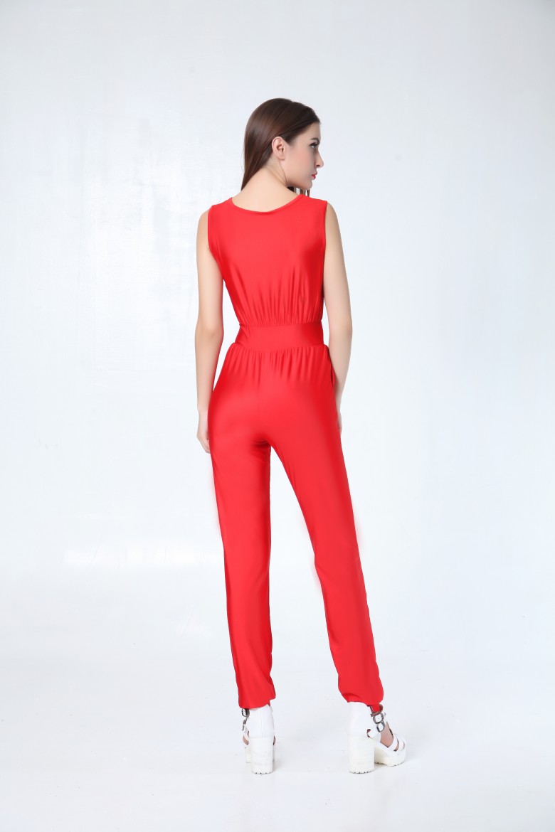 NewArrivalWomenEuropeStyleFashionCoolBlousonVNeckJumpsuit-PFE091519