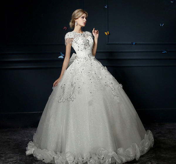 NewArrivalWomenPrincessBeadingEmbroideryFluffyWeddingDress-PME090910BI