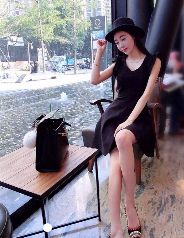 NewBrandSexyAndHotBlackBacklessBowSleevelessRuffleWomenDress-XHE040618BA