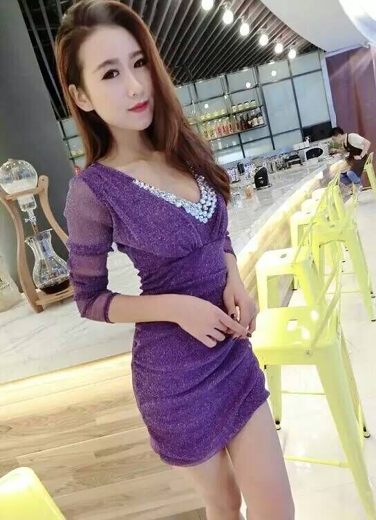 NewCollectionLongSleeveBodyconSolidRhinestoneDecorMiniDress-XFE111931