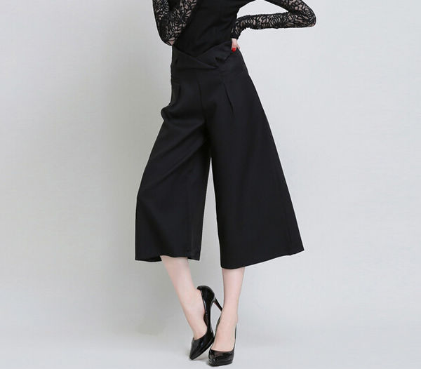 NewCollectionWomenEuropeStyleTrendyHighWaistWideLegNinthPants-PME091022