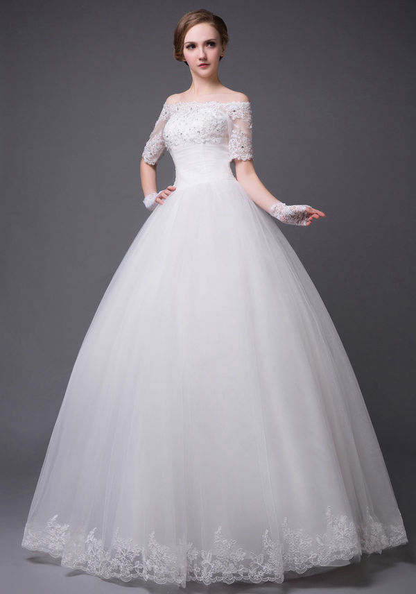 NewDesignWomenElegantBeatifulALineLaceSplicedWeddingDress-PME090901WI