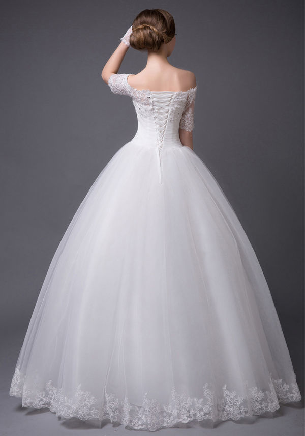 NewDesignWomenElegantBeatifulALineLaceSplicedWeddingDress-PME090901WI