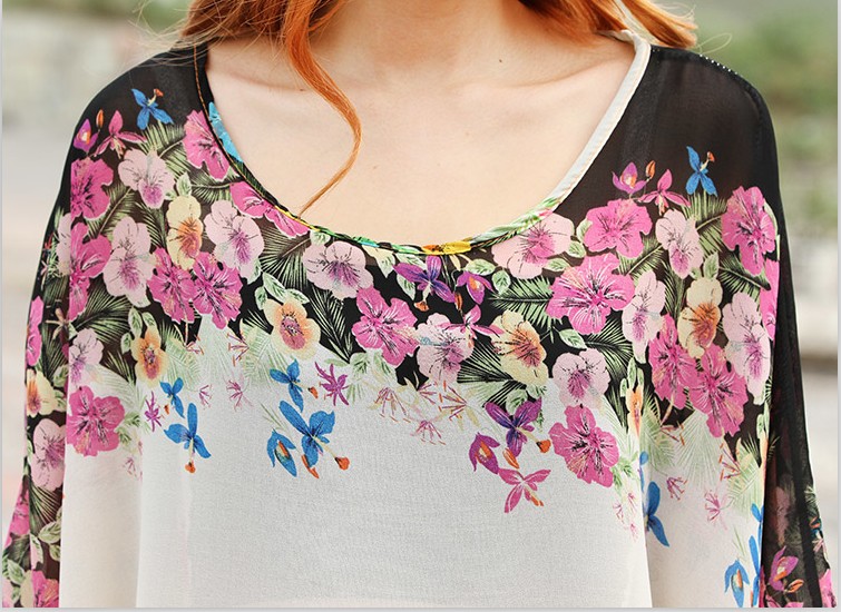 NewFashionFloralPrintingBatSleeveLooseBlouse-ZR031704