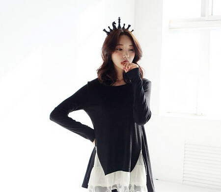 NewFashionKoreanPatchworkLongSleeveBlackWomenBlouse-ZFE080720BA