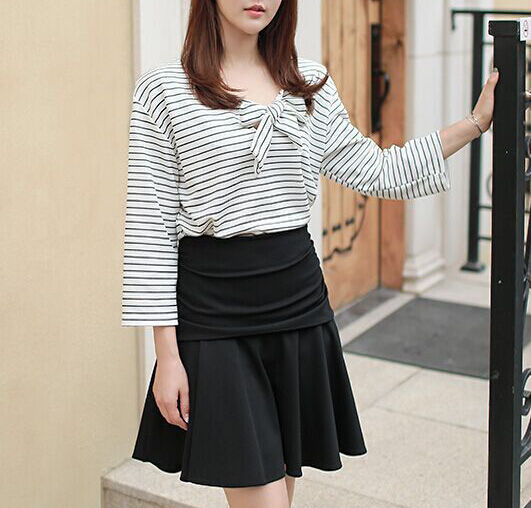 NewFashionWomenKoreanStylePrettyYoungTrendyStripedT-shirt-PFE091420WI