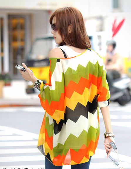 NewStylishColorMatchingDolmanSleeveBlouse-CR040802