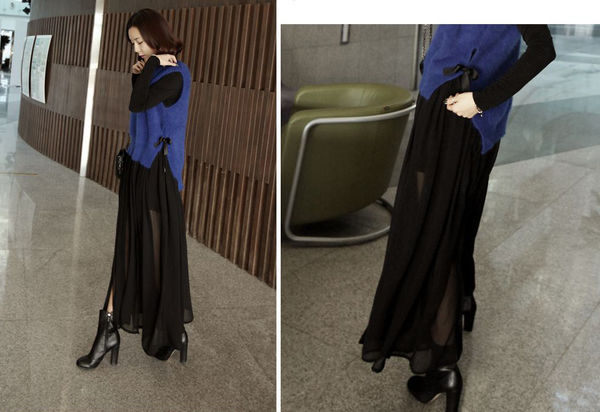 NewestDesignChiffonSplitLongSleeveOffShoulderWomenMaxiDress-XFE120921