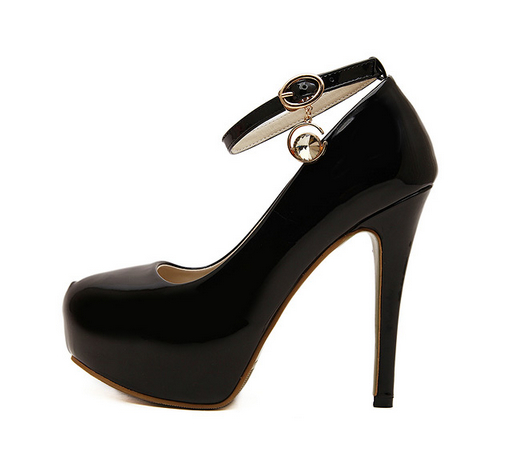 NewlyHighHeelsBeltBuckleBlackPumpsHangingOrnamentWholesalePumps-DFE031909BA