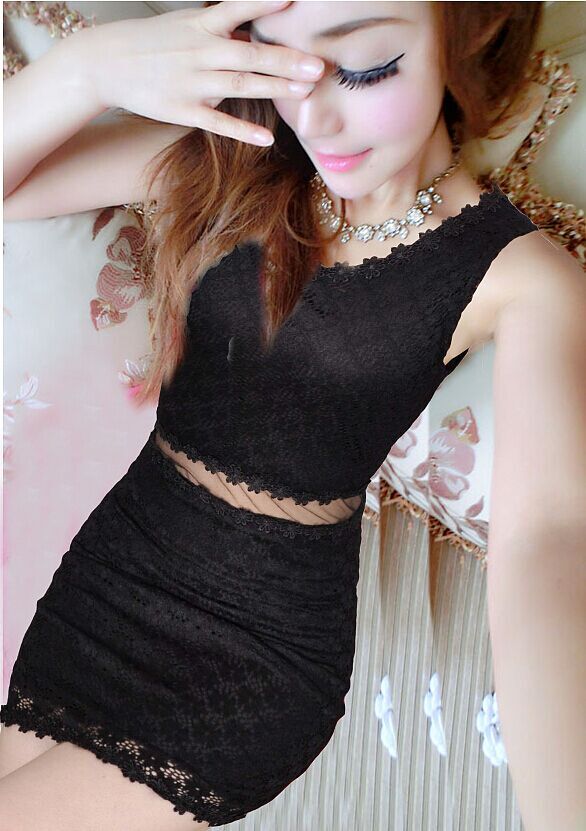 NightClubAllMatchBlackGauzeSplitBodyconSexyHotLaceSpringDress-XHE040619BA