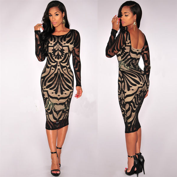 NightclubStyleLongSleeveAbstractPrintingBodyconDress-DFE091822BA