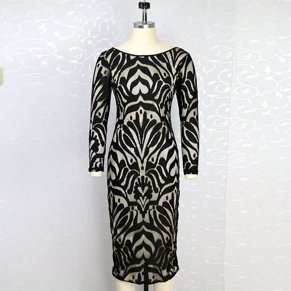 NightclubStyleLongSleeveAbstractPrintingBodyconDress-DFE091822BA