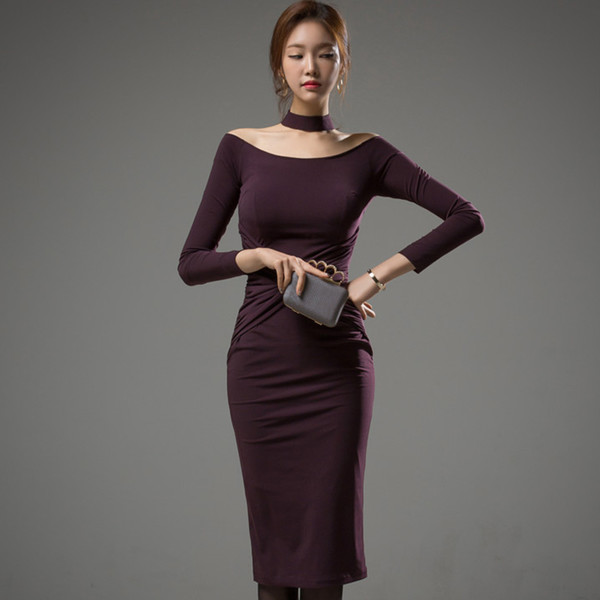 OLStyleBoatNeckKinkedWrapWomensDresses-TFK090161