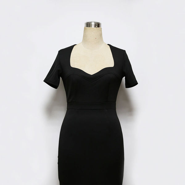 OLStyleLacePatchworkVNeckPencilDress-TZK090733BA