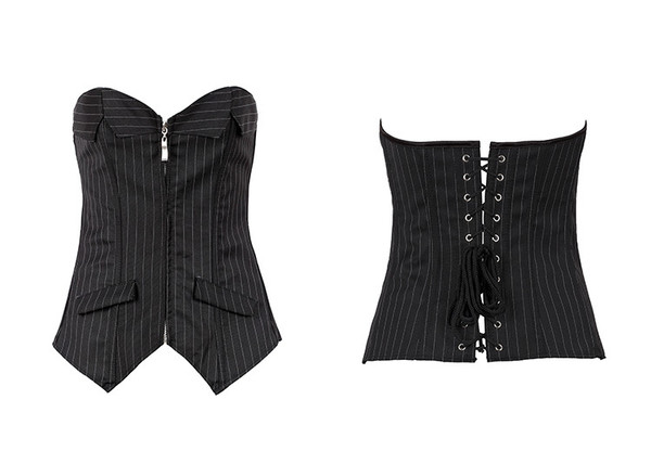 OfficeLadyZipperUpAsymetricalHemWaistTrainingCorsetWithShortSkirt-ZHE092339