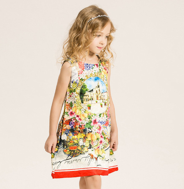 OnlineChildrenClothingPrintSemiFormalDresses-CMK070605