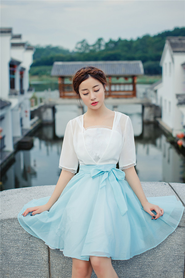 OutletColorBlockLack-upCasualShortDresses-TFK081541