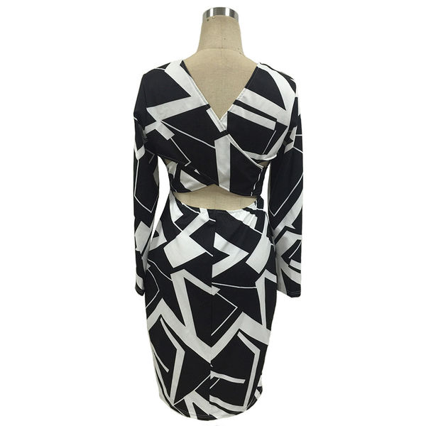 OutletNewGeometricPrintZipperFashionDress-TZK072912