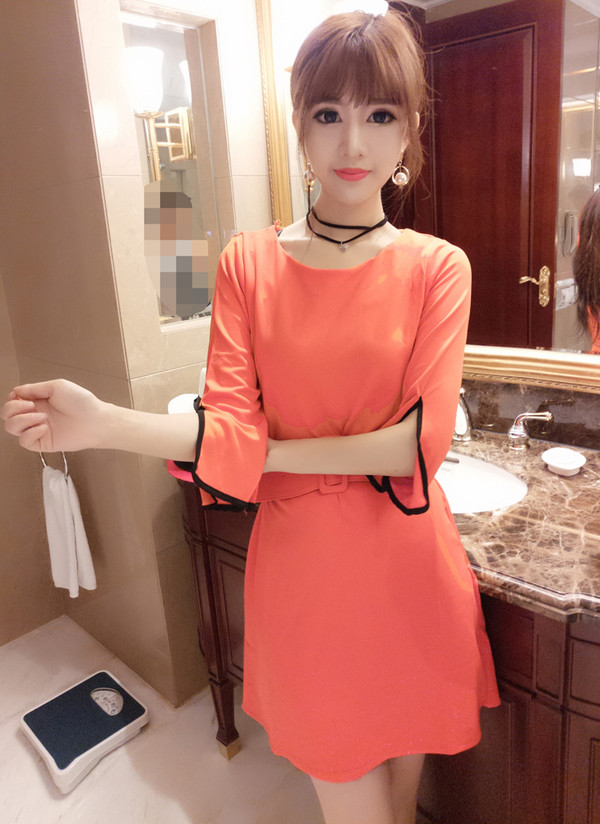 OutletONeckChic34SleeveDresseswithBelt-AFK091812