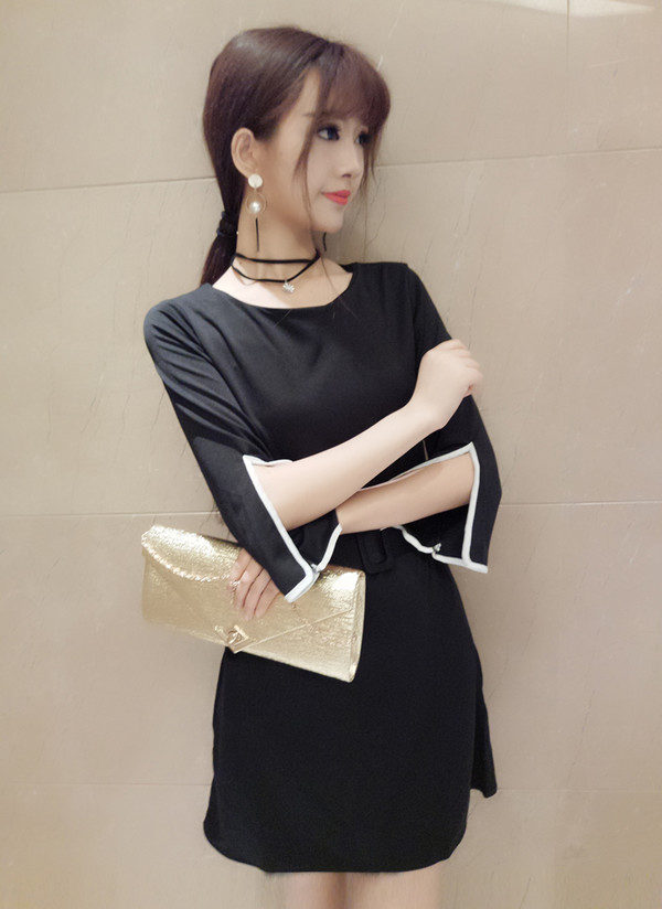 OutletONeckChic34SleeveDresseswithBelt-AFK091812