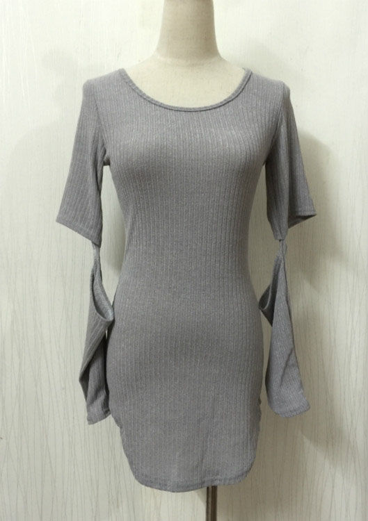 OutletSolidLongSleeveSheathDress-TZK081724LG