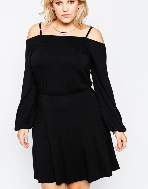 PlusSizeWomenBoatNeckBlackShortDresses-TFK082527BA