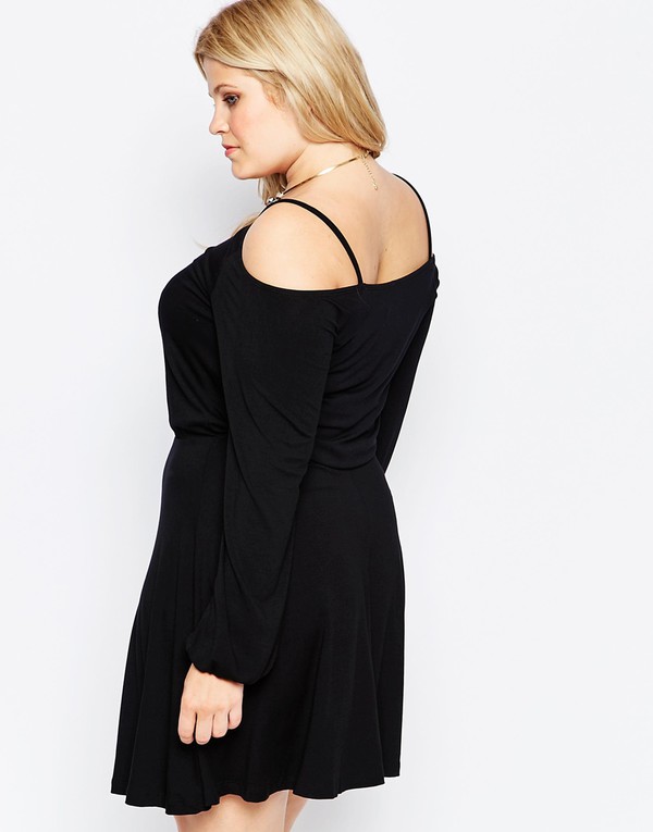 PlusSizeWomenBoatNeckBlackShortDresses-TFK082527BA