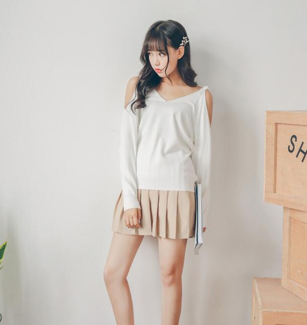 PopularSweetOffTheShoulderKnittingSweater-CMK091463