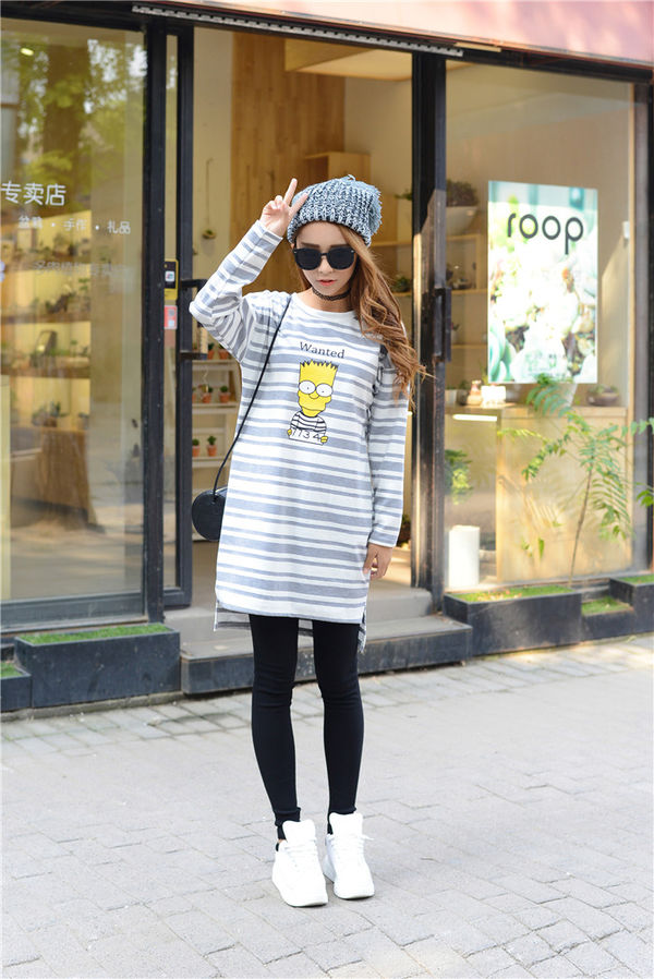 PreppyStyleCasualLongSleeveONeckSlimSimpsonPrintHoody-XFE092332