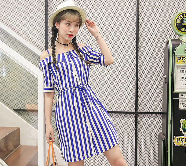 PreppyStyleStripeLack-upStrapShortDress-TK041902