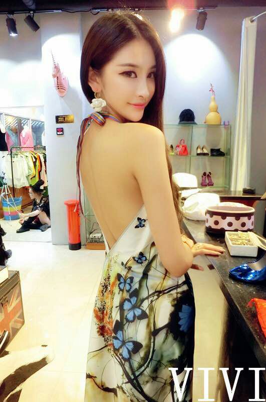 PrettyFloralPrintedHalterVNeckSexyDress-XFK030831