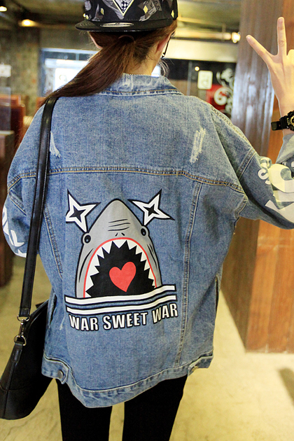 PunkStyleIndividualPrintedLongSleeveDenimJackets-XHE071411