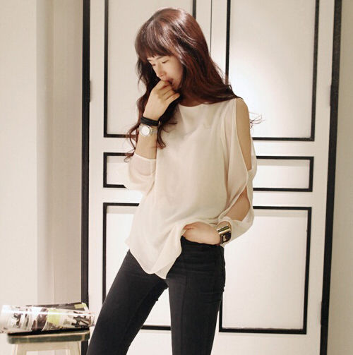 SexyBeachStyleWomenHollowOutLayeredAsymetricalChiffonBlouse-ZFE091739