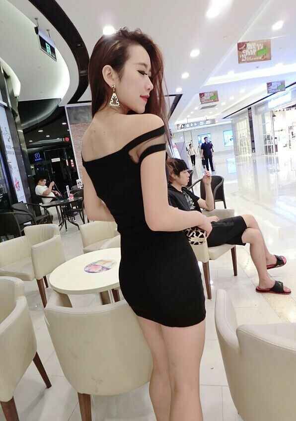 SexyBoatNeckMeshSplicedHollowOutBodyconWomenMiniDress-XFE092847