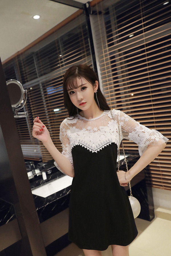 SexyChicPatchworkHollowOutNightDresses-AFK090744