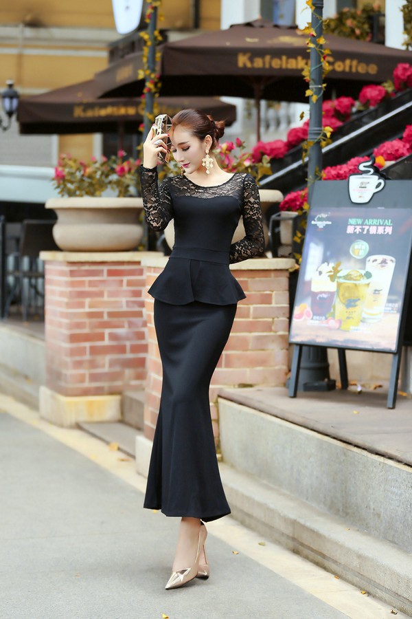 SexyFashionLacePatchworkFishtailDresses-ZFK081636