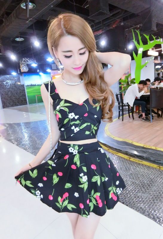 SexyLadyV-NeckSleevelessFloralFashionWomenSuit-HYK062130