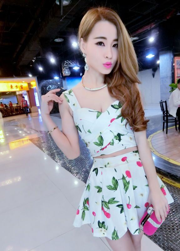 SexyLadyV-NeckSleevelessFloralFashionWomenSuit-HYK062130