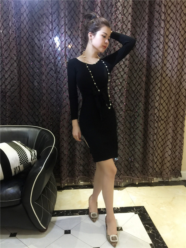 SexyLongSleeveBoatNeckKnitDress-LYK030328