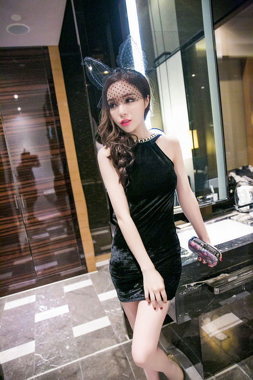 SexySleevelessBeadingPealrsDecorBacklessMiniVelvetDress-XFE092260