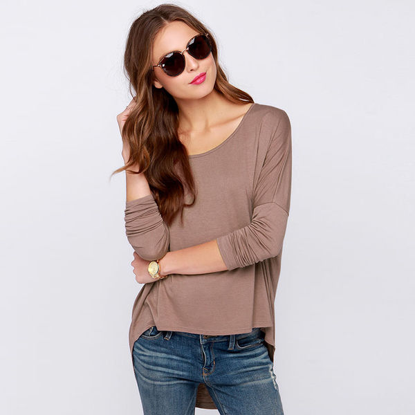 SimpleLookLoose-fittingSolidJewelNeckLowPriceWomenT-Shirt-XFE100533