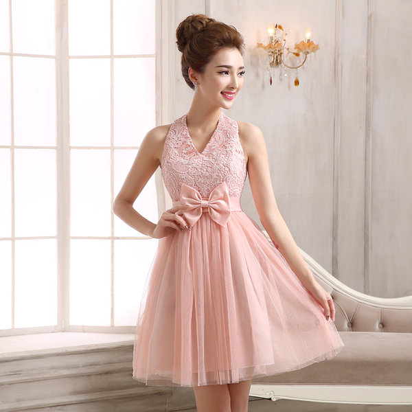 SpecialOfferBowShouldersV-neckNiceBridesmaidsHomecomingDresses-LYE092534